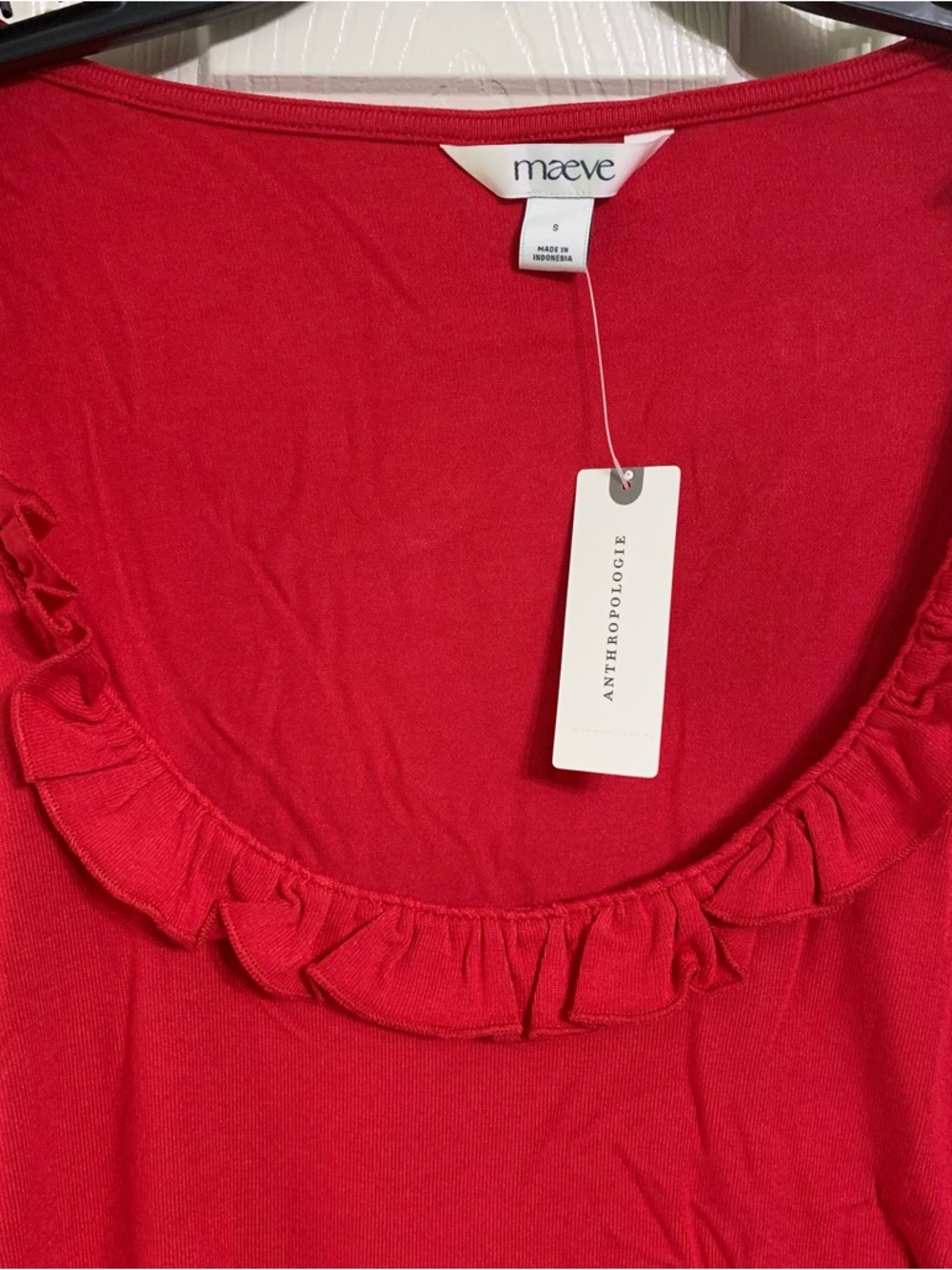 Anthropologie Maeve Long-Sleeve Scoop-Neck Ruched Top Women size S MSRP $70+ - Picture 5 of 7